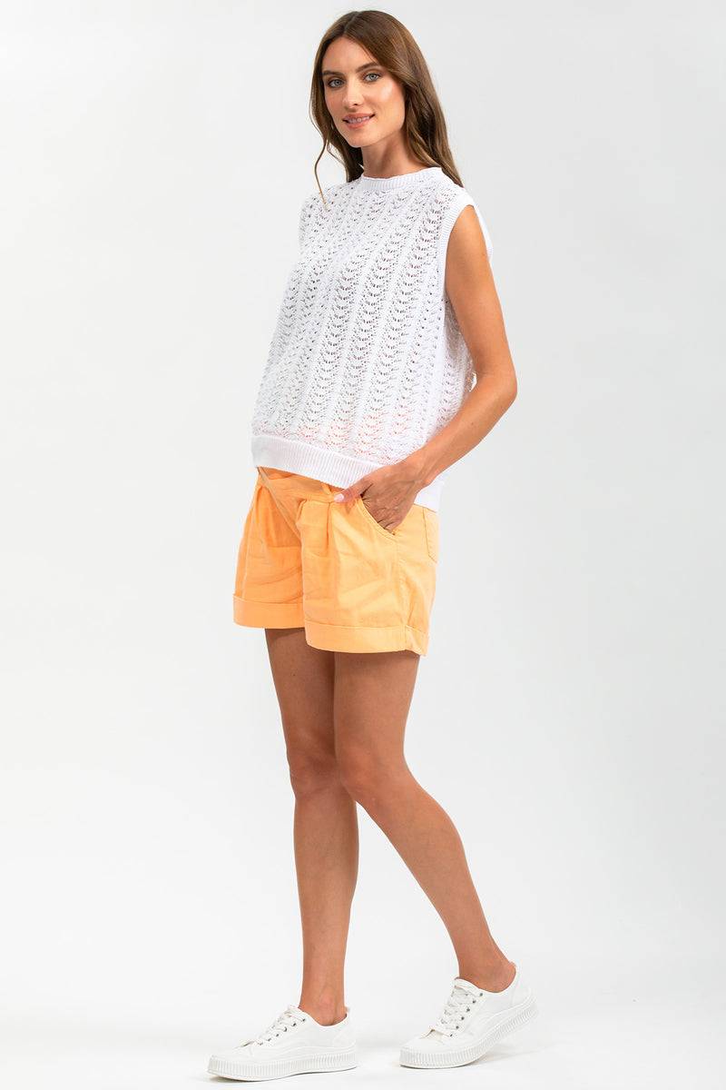 Pietro Brunelli MINI SHORT IN LINO | Pantaloncini Premaman Arancioni Vendita
