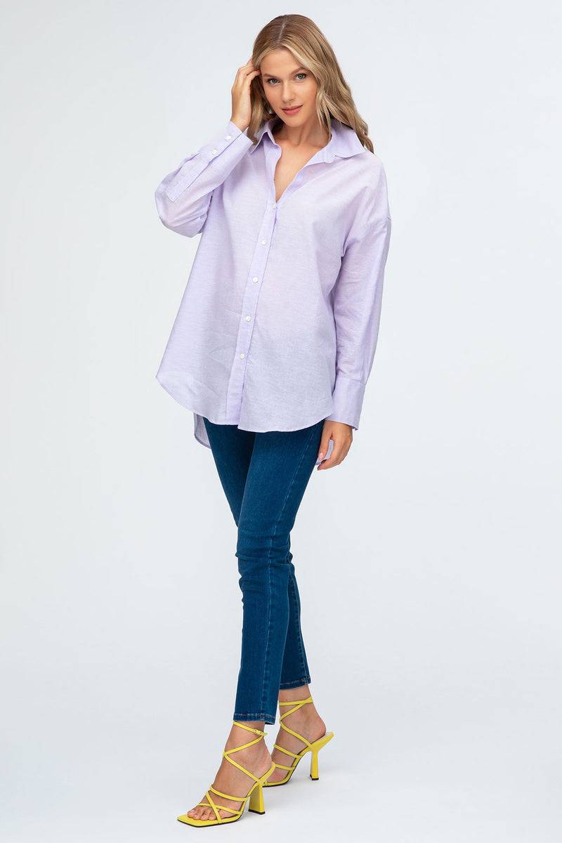 Pietro Brunelli SOPHIA | Camicia Premaman Oversize in Lino Lilla Negozi Online