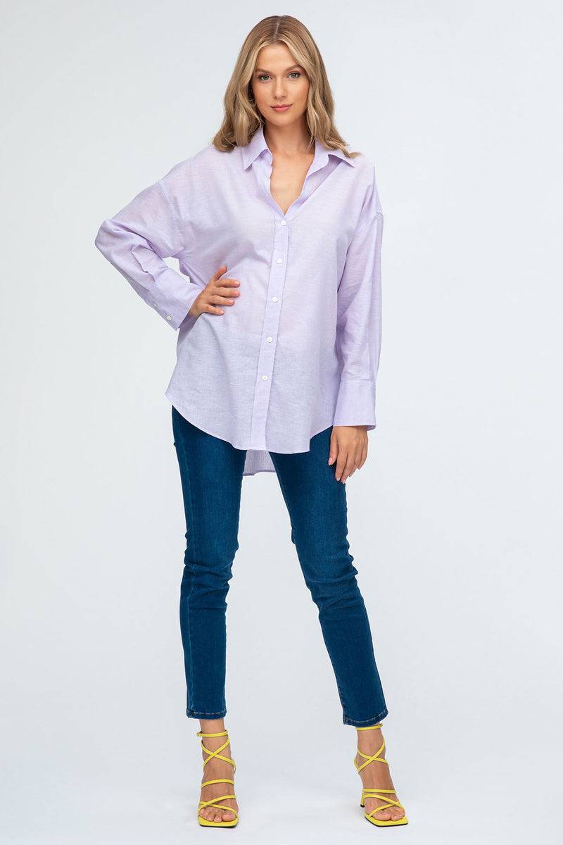 Pietro Brunelli SOPHIA | Camicia Premaman Oversize in Lino Lilla Negozi Online