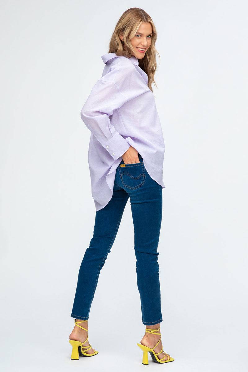 Pietro Brunelli SOPHIA | Camicia Premaman Oversize in Lino Lilla Negozi Online