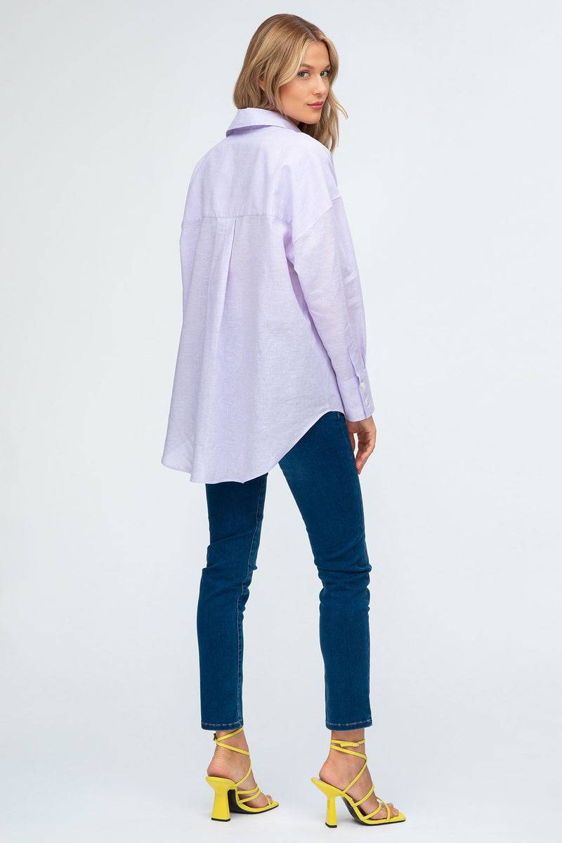 Pietro Brunelli SOPHIA | Camicia Premaman Oversize in Lino Lilla Negozi Online