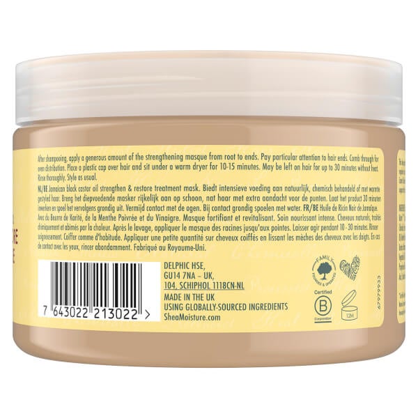 SheaMoisture Shea Moisture trattamento in maschera rinforzante e riparatrice all'olio di ricino nero giamaicano 340 g Negozi Online