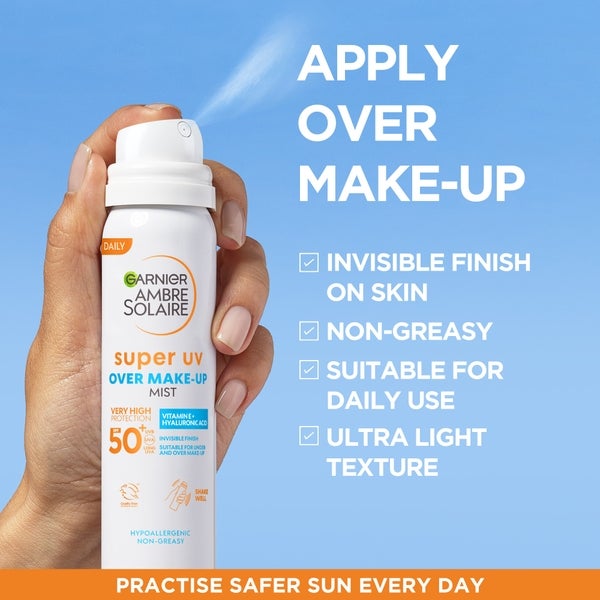 Garnier Over Makeup Super Spray Protezione UV SPF50 Garnier Ambre Solaire 75ml In Vendita