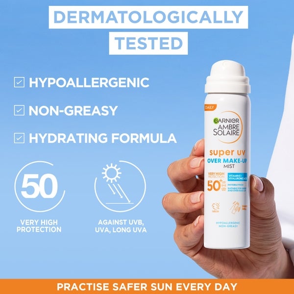Garnier Over Makeup Super Spray Protezione UV SPF50 Garnier Ambre Solaire 75ml In Vendita