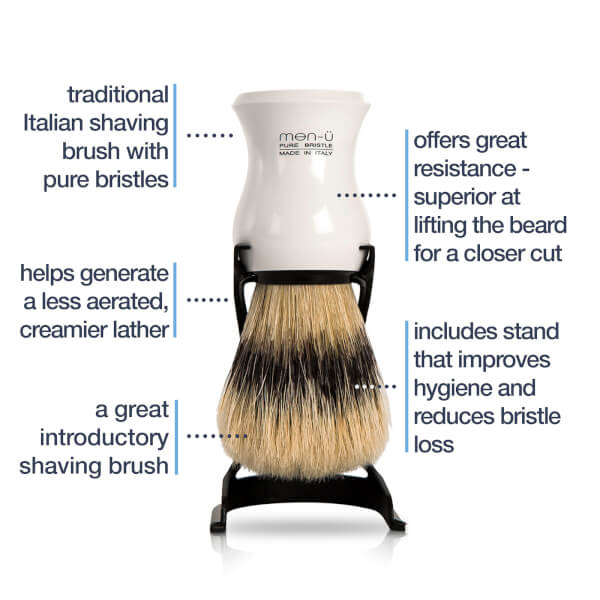 men-u men-ü Barbiere Pennello da barba e supporto - Bianco Latest stili