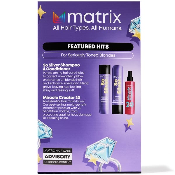 Matrix Matrix So Silver Purple Shampoo Conditioner and Miracle Creator Gift Set for Blonde and Grey Hair Online Outlet