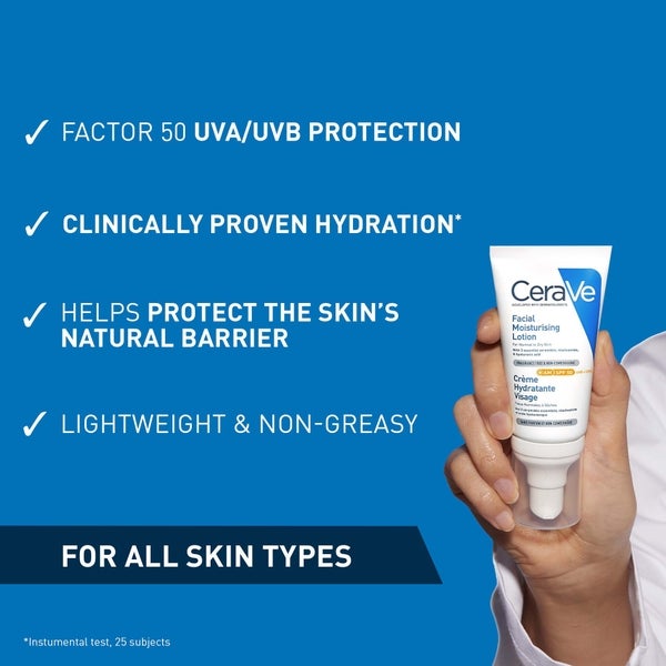 CeraVe CeraVe AM Lozione Idratante Viso SPF50 per Pelle da Normale a Secca 52ml Pezzi Unici