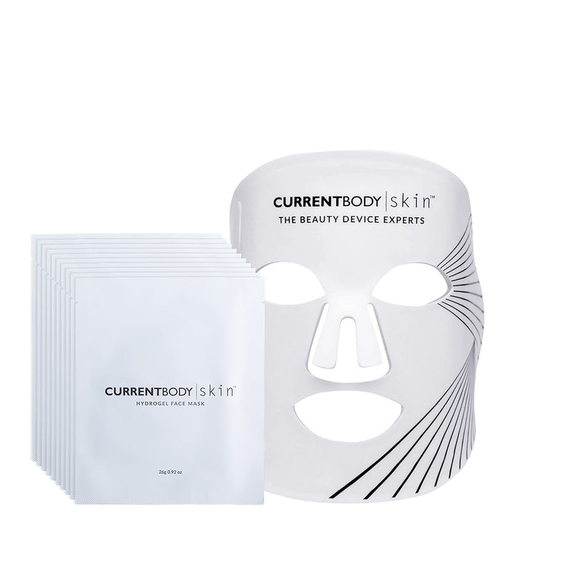 CurrentBody Skin Maschera LED LED + Confezione da 10 Maschera Viso Idrogel