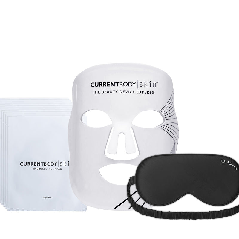 CurrentBody Skin LED Mask + Hydrogel Mask (10 Pack) + Dr Harris Sleep Mask Consegna Veloce
