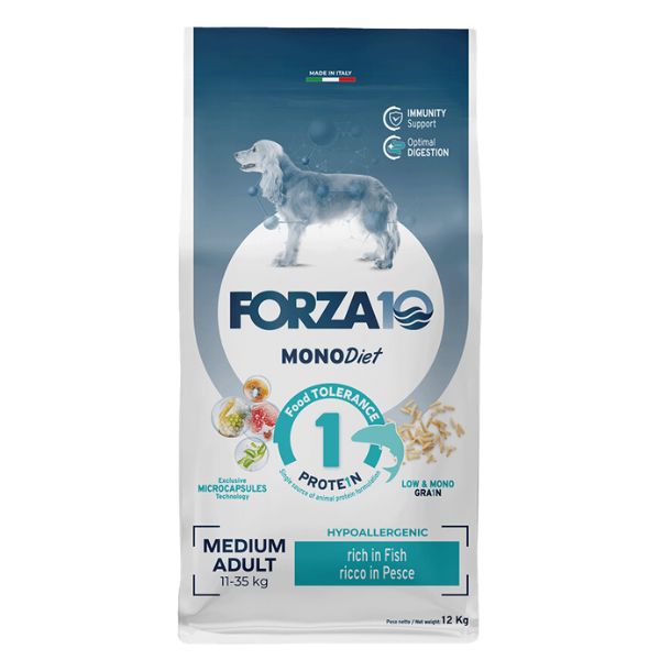 Bauzaar Forza10 MonoDiet Medium Adult Low Grain Hypoallergenic Pesce Pezzi Unici