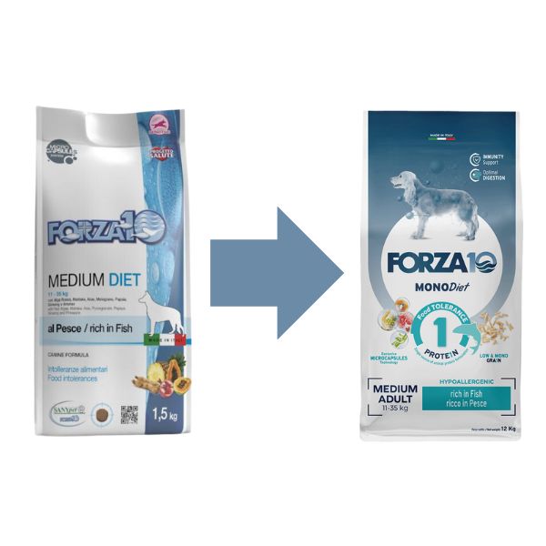 Bauzaar Forza10 MonoDiet Medium Adult Low Grain Hypoallergenic Pesce Pezzi Unici