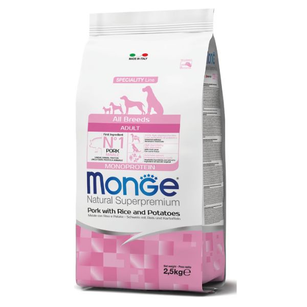 Bauzaar Monge Natural Superpremium All Breeds Adult Monoprotein Maiale con Riso e Patate
