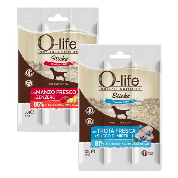 Bauzaar O-life Sticks Grain Free Snack per cani 3x10 gr Italia