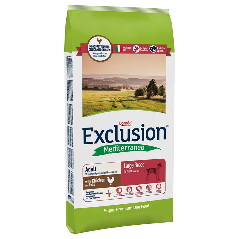 Zooplus Exclusion Mediterraneo Adult Large Pollo Crocchette cani Nuova