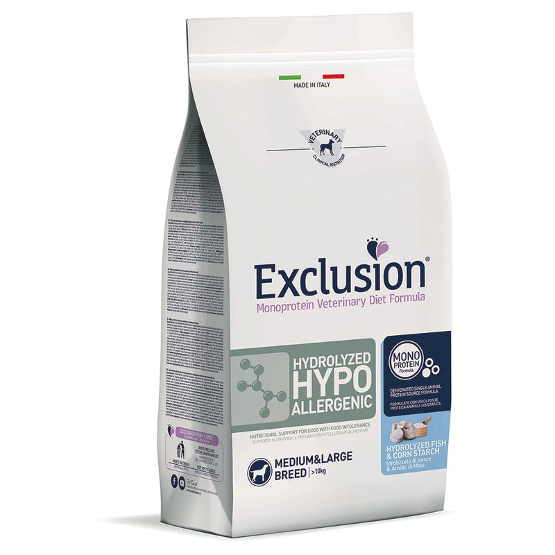 Zooplus Exclusion Diet Hydrolyzed Hypoallergenic Medium/Large Pesce & Amido di mais