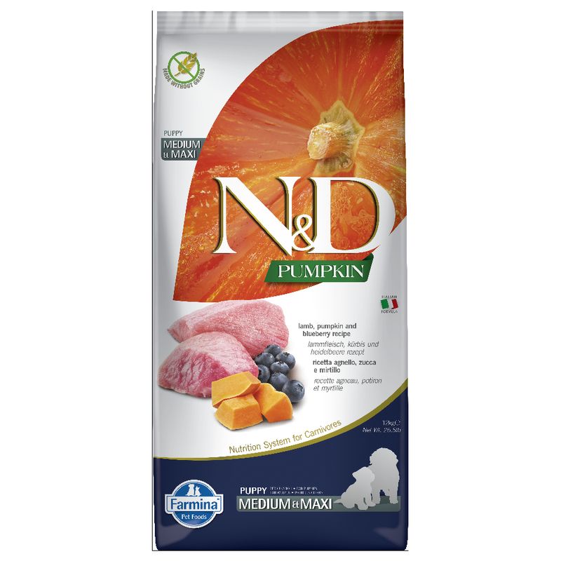 Zooplus Farmina N&D Grain Free Pumpkin Puppy Medium/Maxi Agnello Mirtilli Zucca Negozi Online
