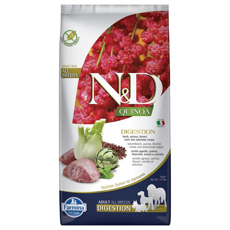 Zooplus Farmina N&D Quinoa Adult Digestion Agnello e Finocchio Crocchette cane Presa