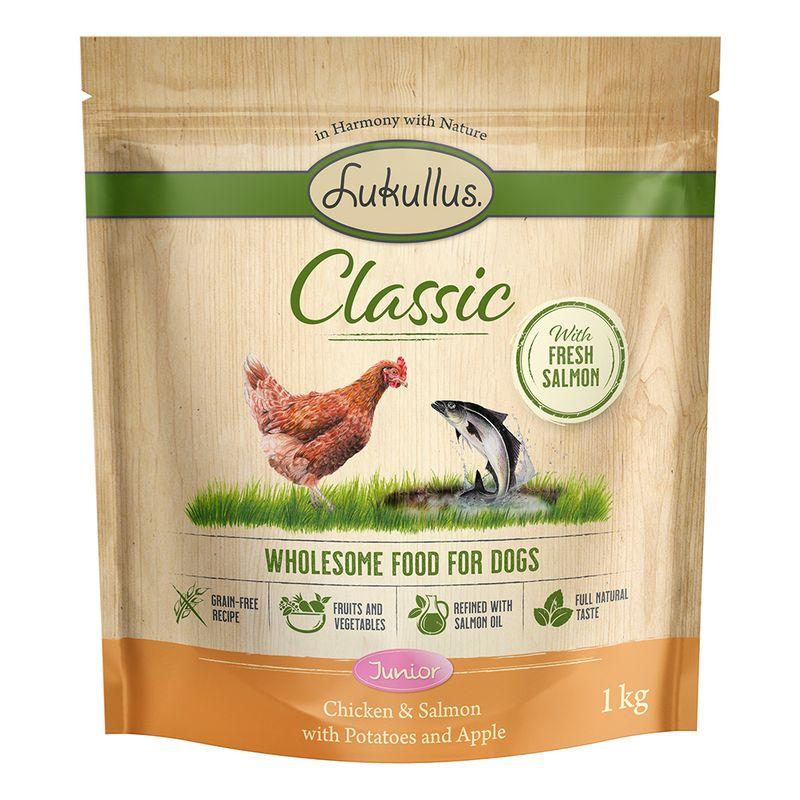 Zooplus Lukullus Classic Junior Pollo & Salmone (senza cereali) Crocchette per cane Vendita calda