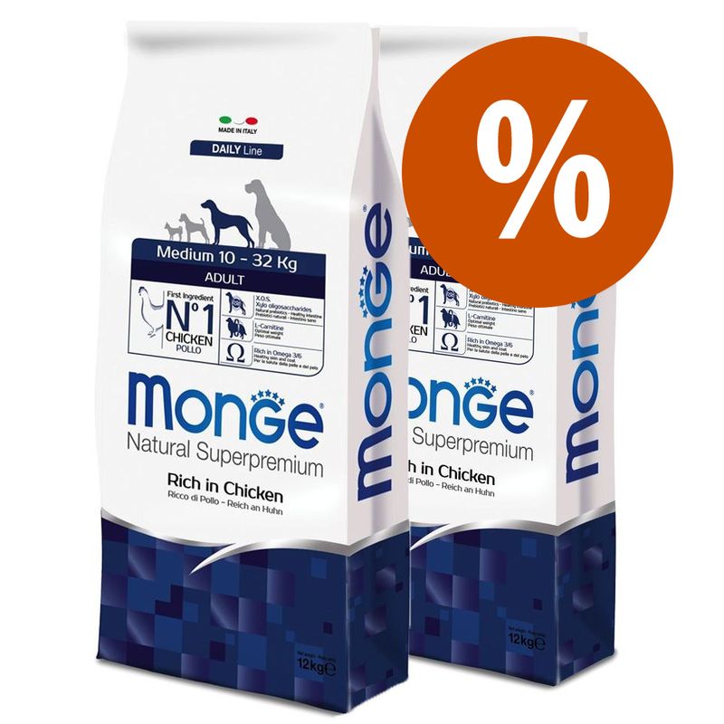 Zooplus 2 x 12 kg Monge Superpremium Crocchette cane Soddisfazione Garantita
