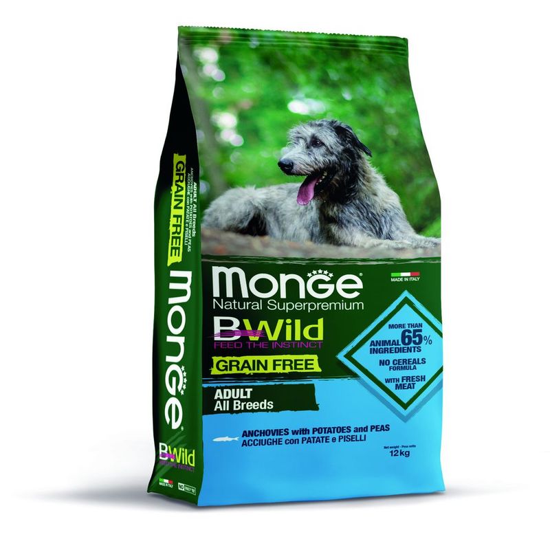 Zooplus Monge BWild Grain Free All Breeds Adult Acciughe con Patate e Piselli Qualità Garantita