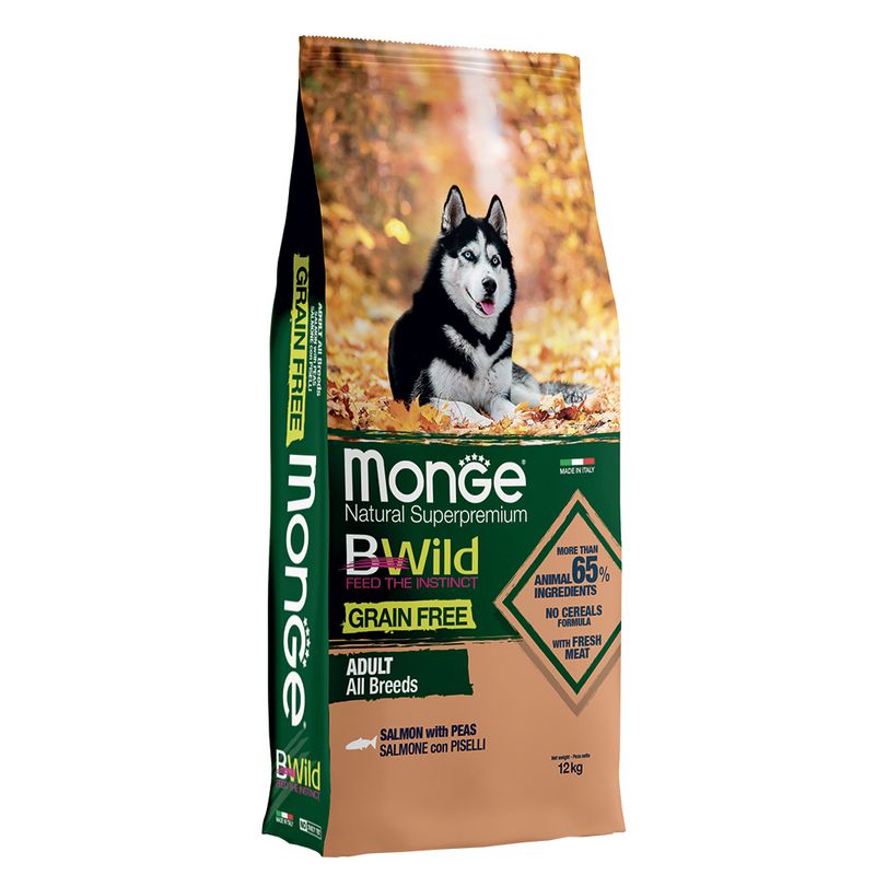 Zooplus Monge Bwild Grain Free All Breeds Adult Salmone con Piselli