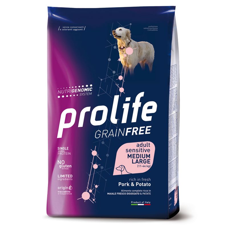 Zooplus Prolife Grain Free Adult Sensitive Medium/Large Maiale & Patate