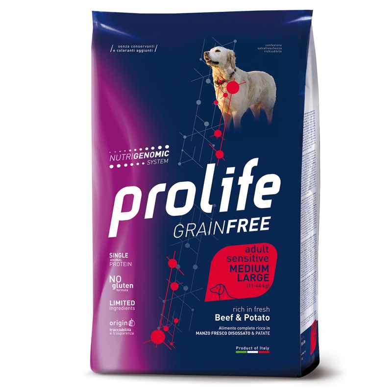 Zooplus Prolife Grain Free Adult Sensitive Medium/Large Manzo & Patate