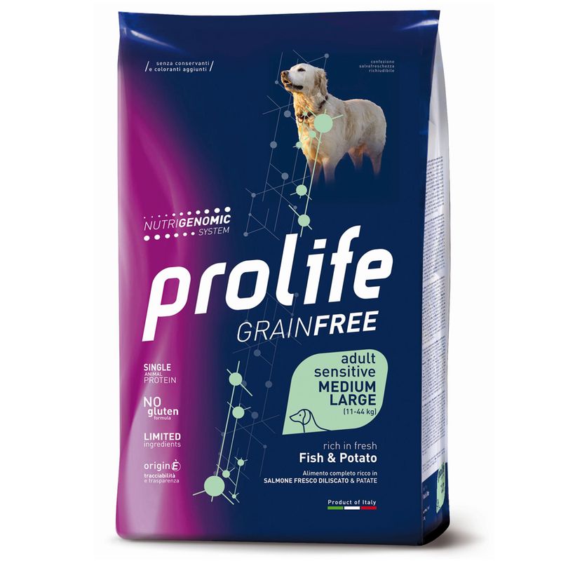 Zooplus Prolife Grain Free Adult Sensitive Medium/Large Pesce & Patate
