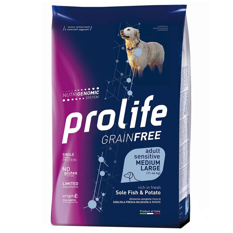 Zooplus Prolife Grain Free Adult Sensitive Medium/Large Sogliola & Patate