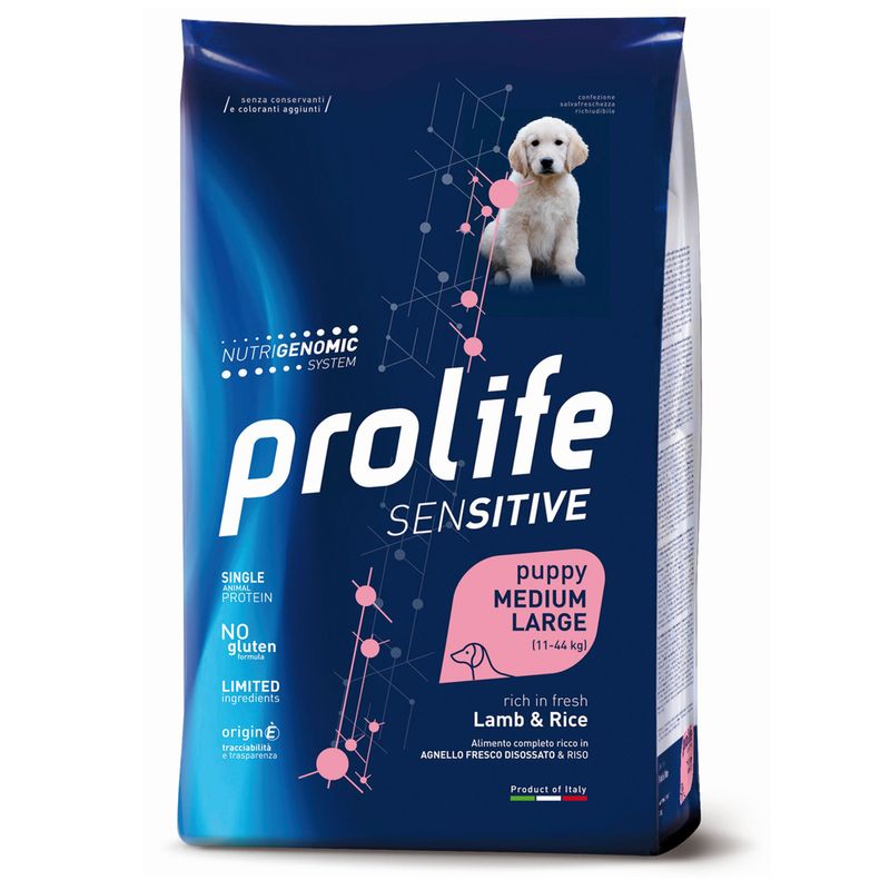 Zooplus Prolife Sensitive Puppy Medium/Large Agnello & Riso Crocchette cane