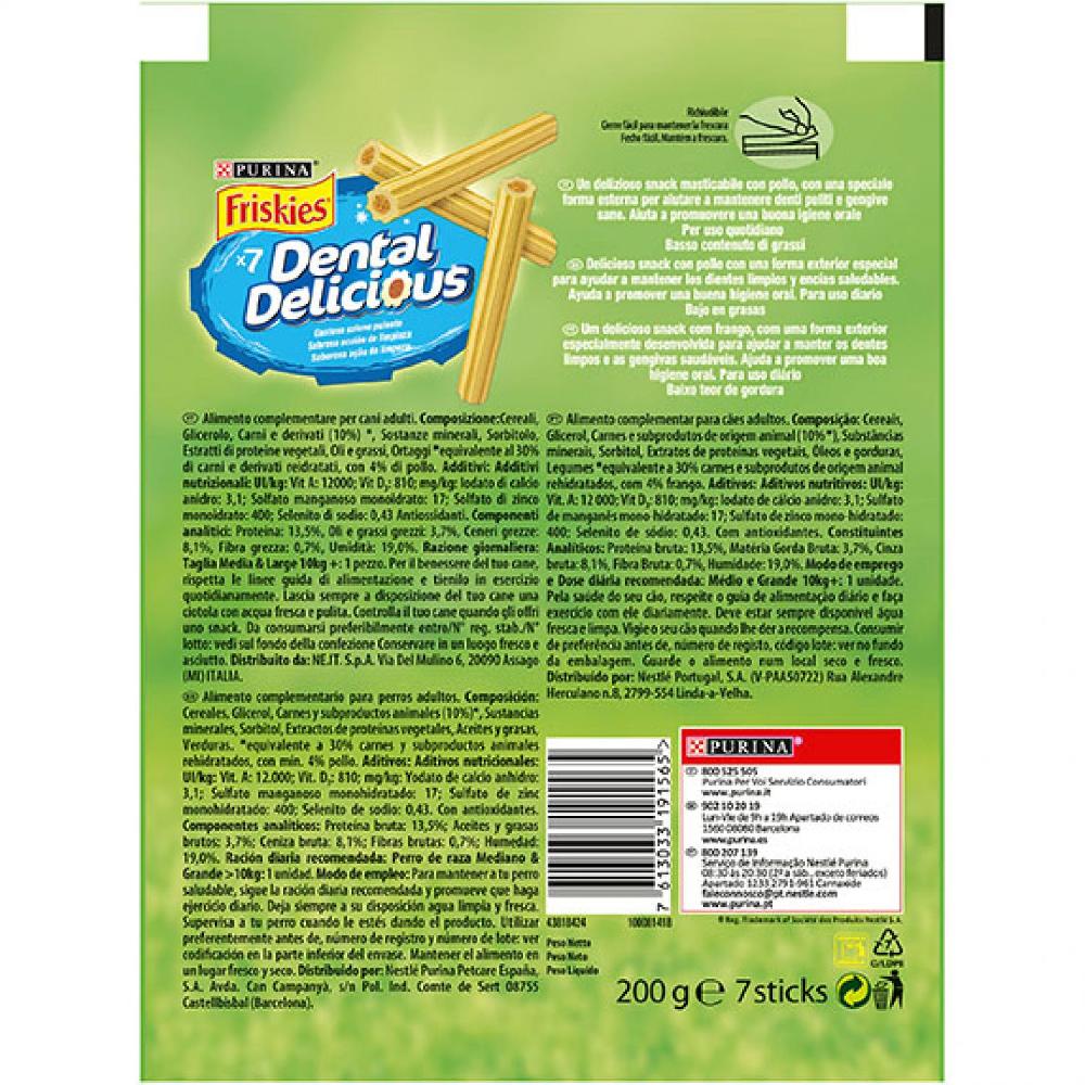 Miscota Purina Friskies Dental Delicious Masticabile per Cani Medi e Grandi di Pollo Economico