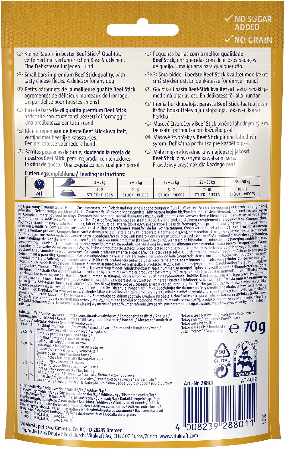 Miscota Vitakraft Quadros di Manzo + Formaggio Fino Al -60%