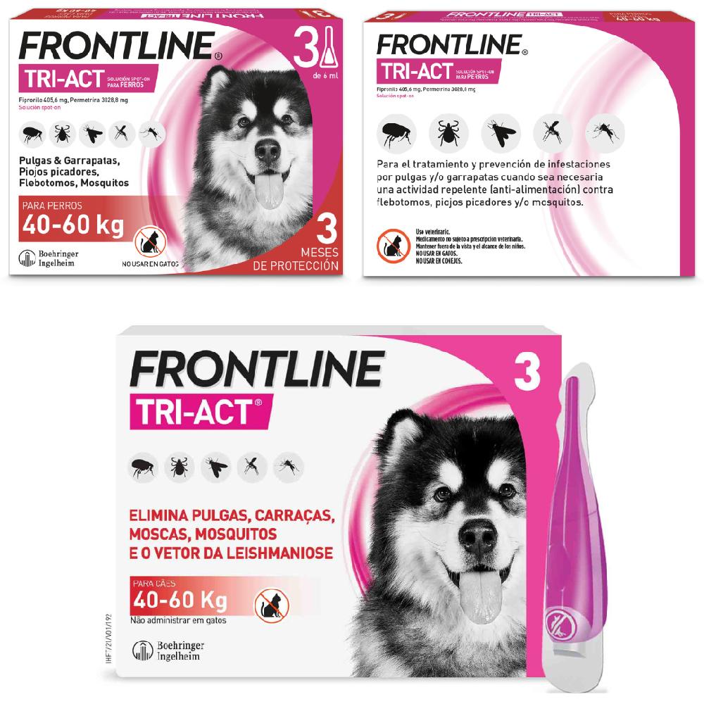 Miscota Frontline Pipette Tri Act per Cani Taglia Gigante 40-60 Kg