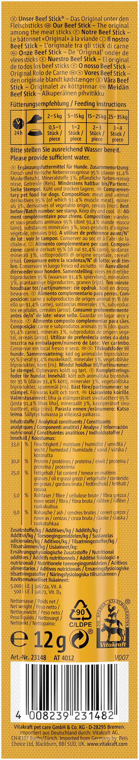 Miscota Vitakraft Beef-Stick Minerals per Cuccioli Novità