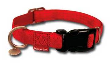 Miscota Nayeco Collare per cani in nylon Macleather rosso Italy