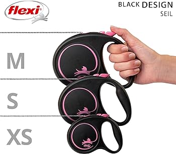 Miscota Flexi Guinzaglio di design nero e cavo rosa In Vendita