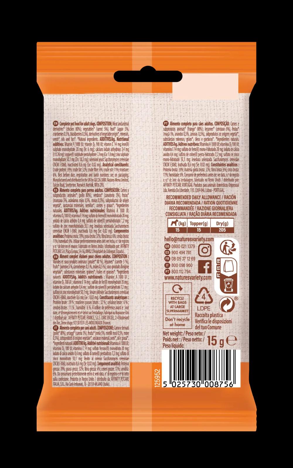 Miscota Nature's Variety Toppers de Pollo Liofilizados para Perros Soddisfazione Garantita