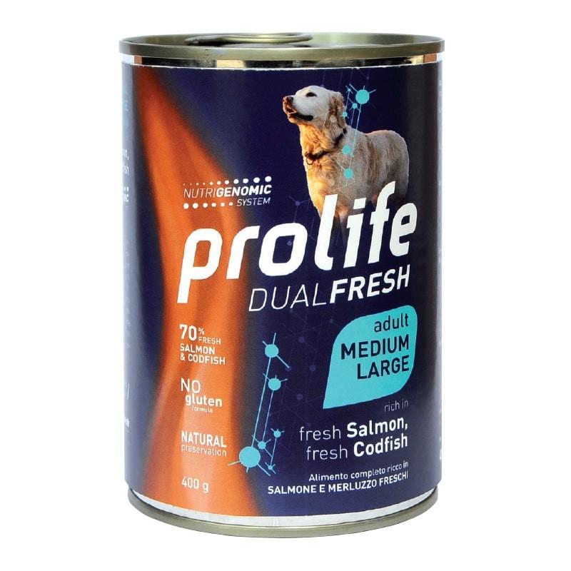 Prolife DUAL FRESH Adult Salmone e Merluzzo Cibo Umido per Cani Sconto
