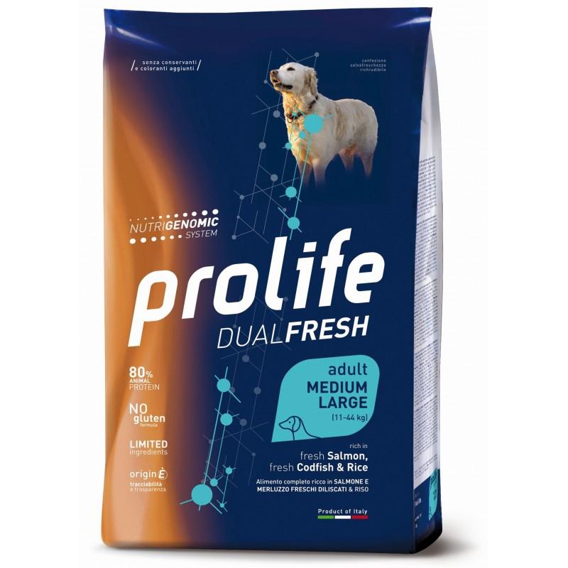 Prolife Adult Medium Dual Fresh Salmone Merluzzo e Riso per Cani