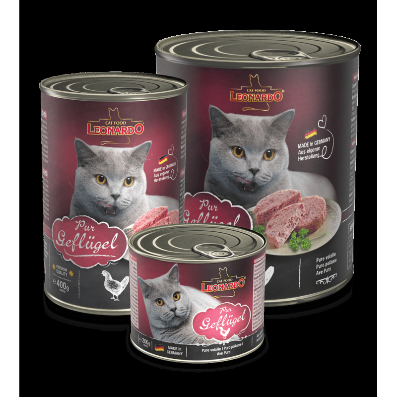Leonardo Pura Carne di Pollame Cibo Umido per Gatti