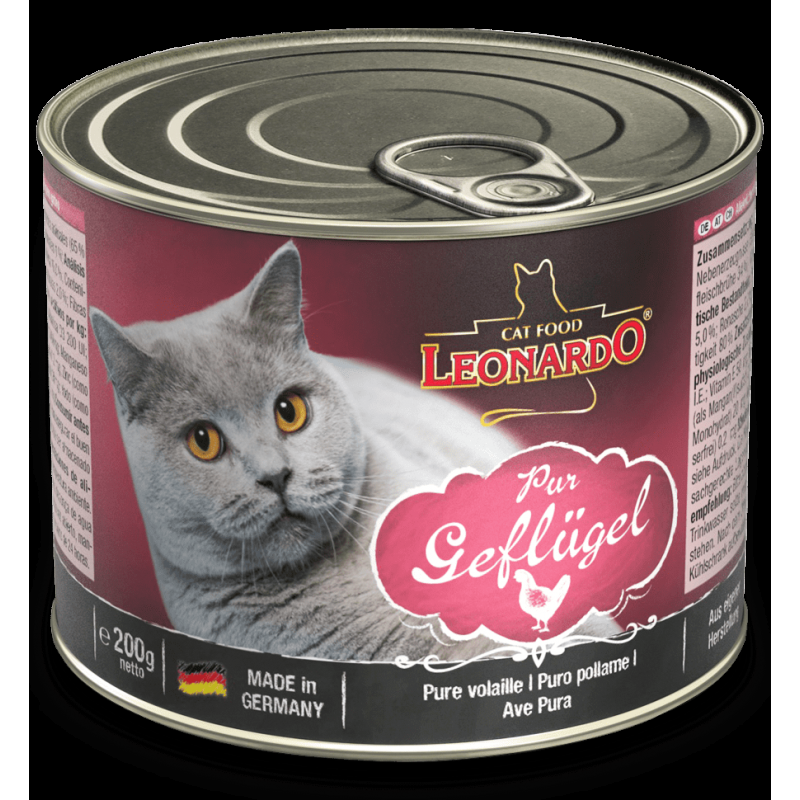 Leonardo Pura Carne di Pollame Cibo Umido per Gatti In Linea