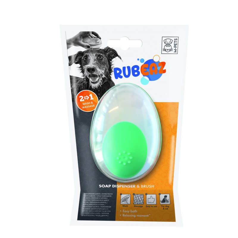 M-Pets Rubeaz Spazzola e Dispenser Shampoo per Cani e Gatti Qualità