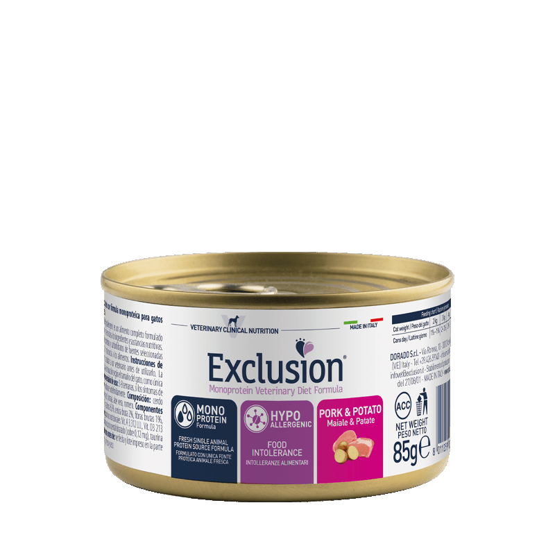 Exclusion Diet Hypoallergenic Maiale e Patate Cibo Umido per Gatti