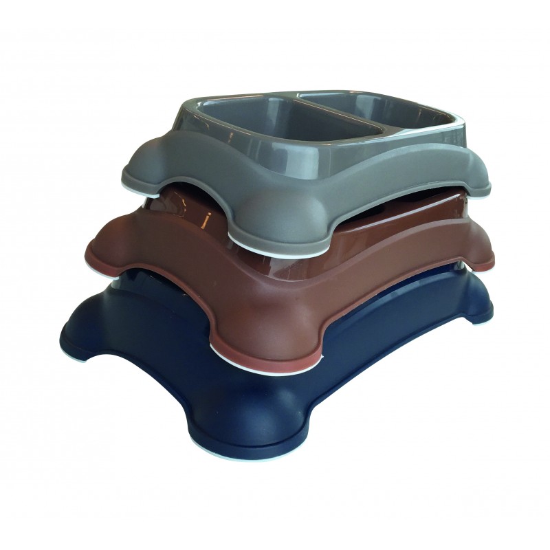 M-Pets Ciotola Doppia per Cani in Plastica Antirovesciamento Presa