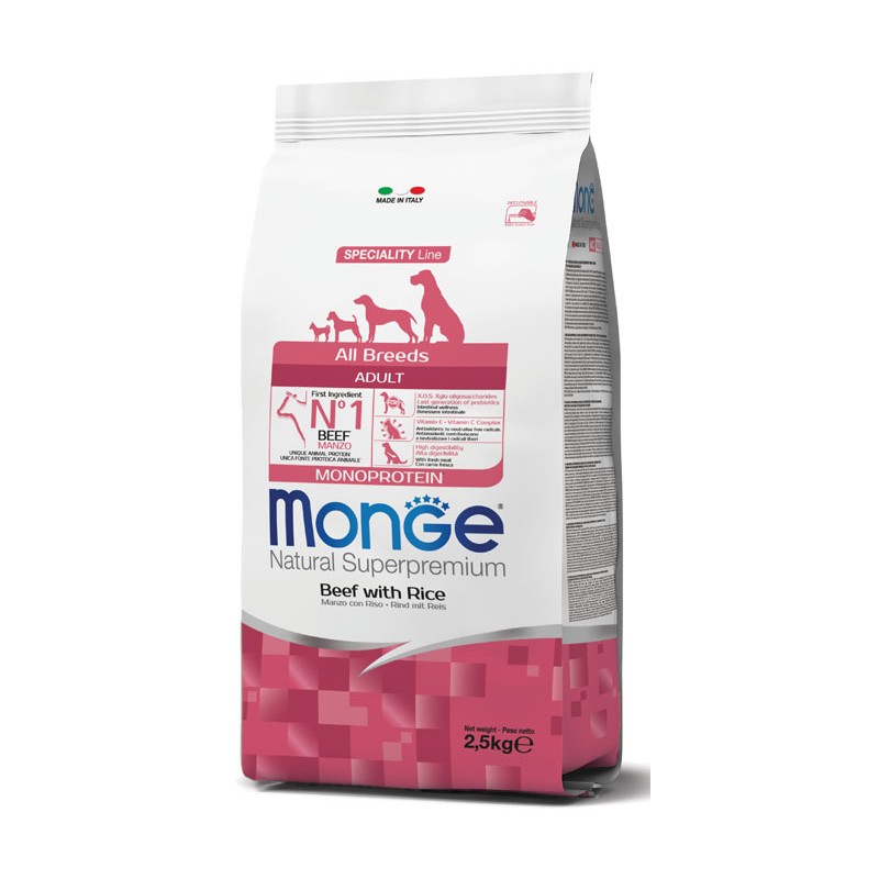 Monge All Breeds Adult Monoprotein Manzo con Riso per Cani