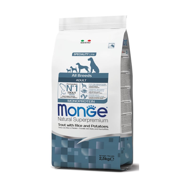 Monge All Breeds Adult Monoprotein Trota Riso e Patate per Cani