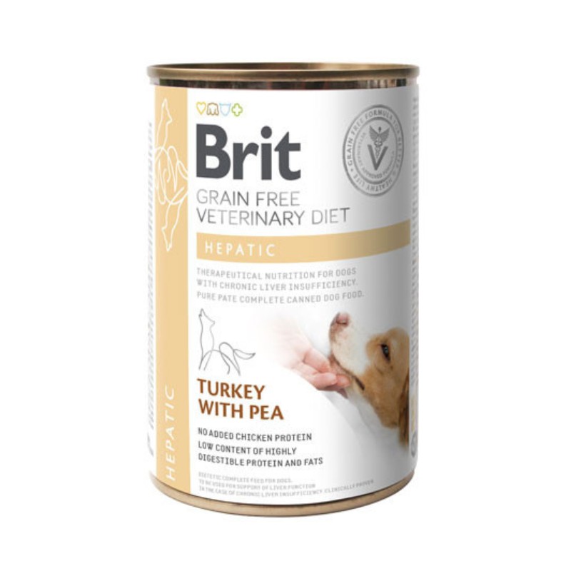 Brit Veterinary Diet Hepatic Tacchino e Piselli Umido per Cani