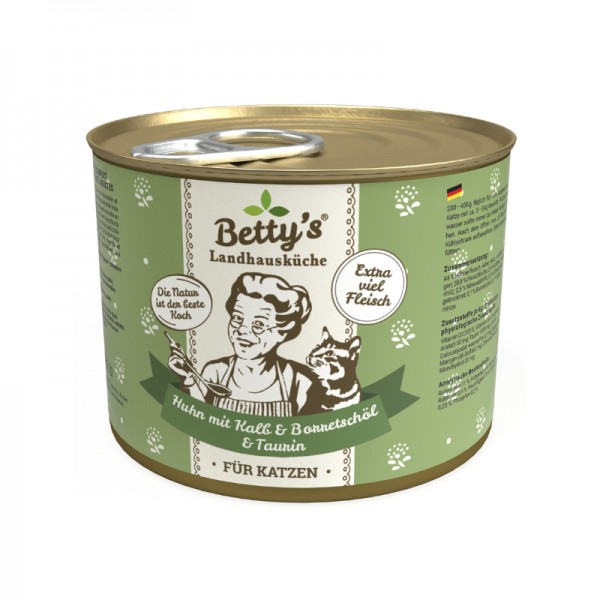Betty's Landhausküche Pollo e Vitello con Olio di Borragine Umido per Gatti Sottocosto