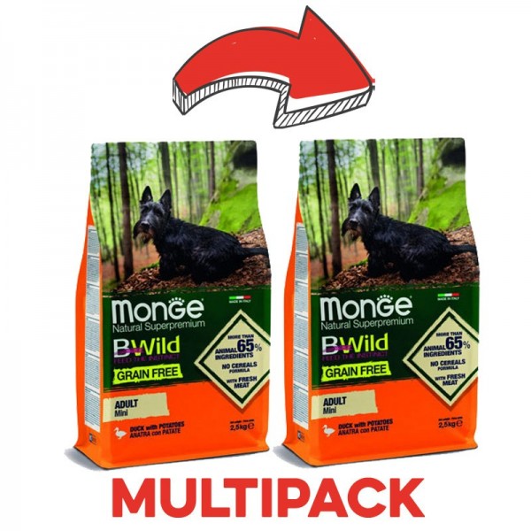 Monge BWild Grain Free Anatra e Patate Adult Mini per Cani Italy