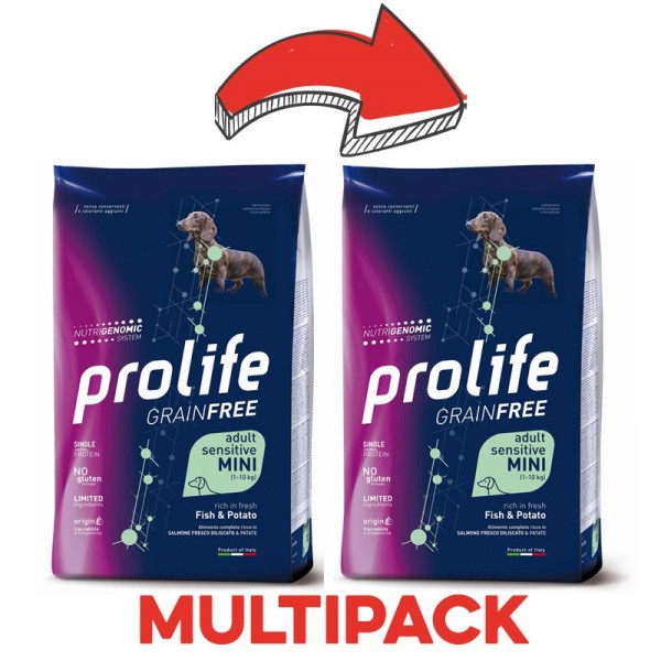 Prolife Grain Free Adult Sensitive Mini Pesce e Patate per Cani Fino Al -60%